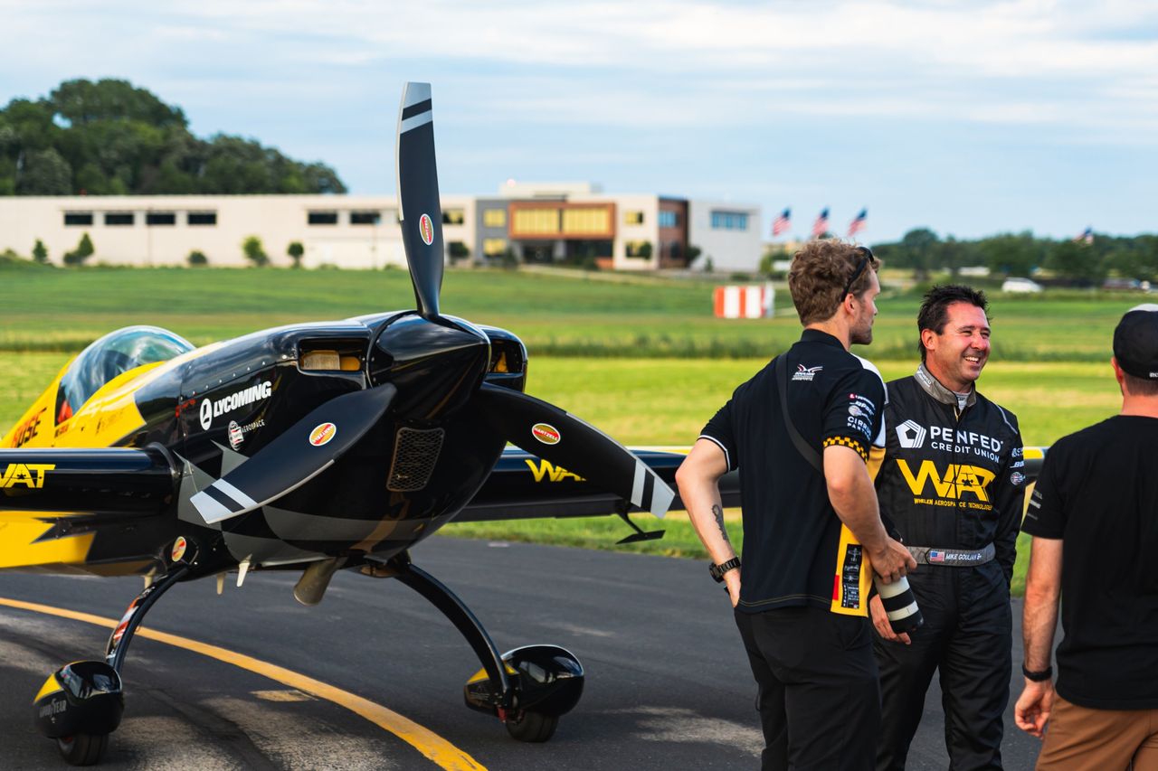 Michael Goulian after his dive flight
